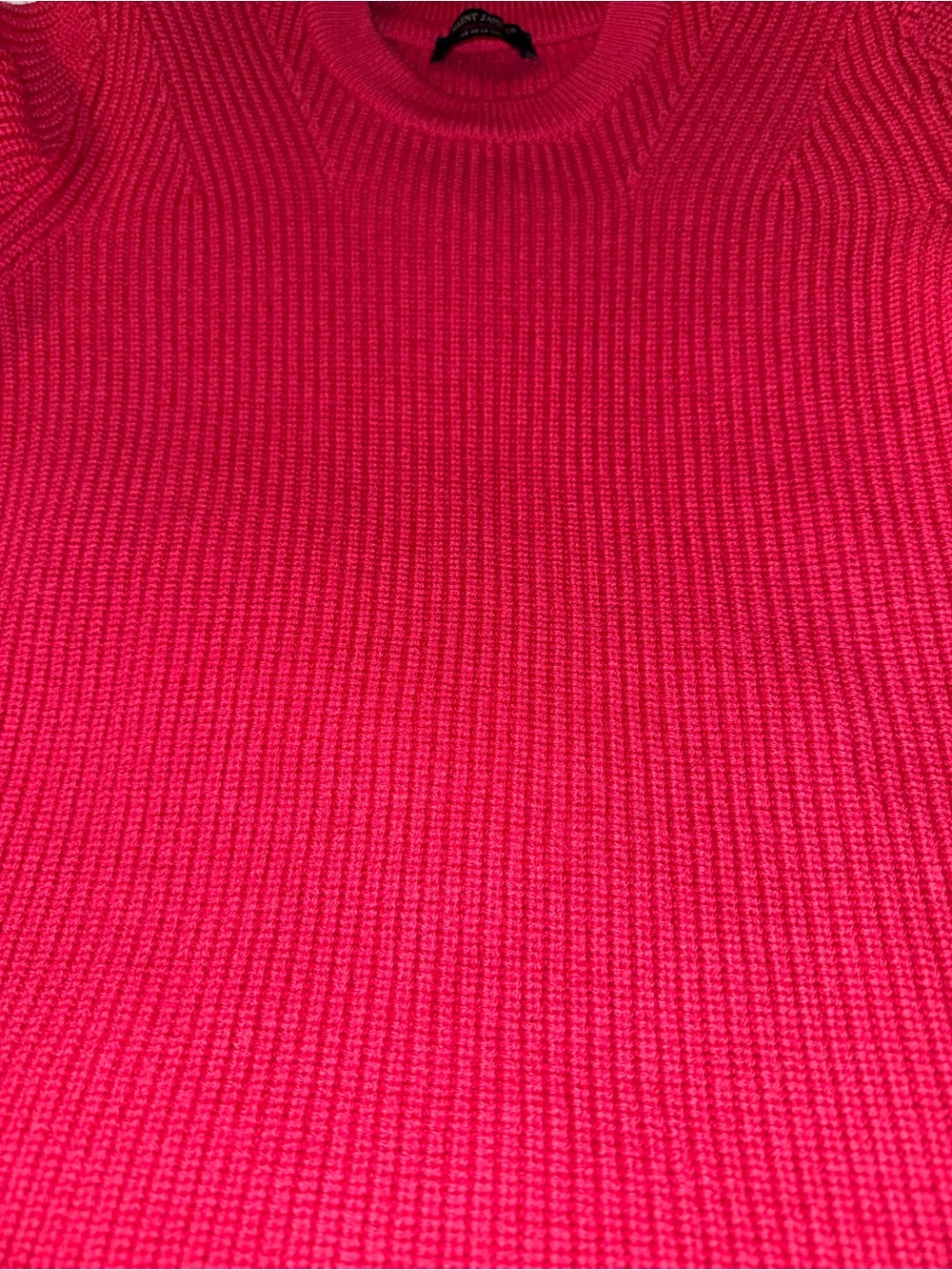 Saint James Ribbed Crewneck Sweater in Raspberry - Picture 2 of 7